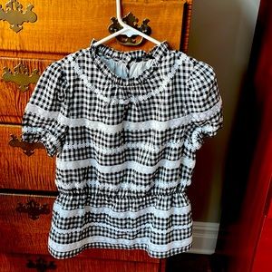 JCREW NWT women’s black and white gingham lined blouse